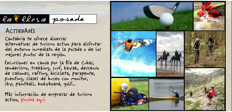 Actividades de Casa Rural en Cantabria, junto a la playa de Somo y la Bah&iacute;a de Santander. Turismo Rural de Calidad, Habitaciones y Apartamentos. Vivienda Rural. Tel&eacute;fono 942.51.06.02.