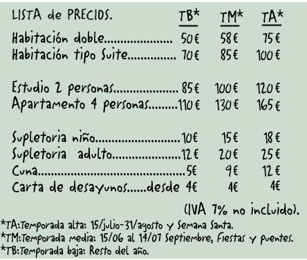 Precios de Casa Rural en Cantabria, junto a la playa de Somo y la Bah&iacute;a de Santander. Turismo Rural de Calidad, Habitaciones y Apartamentos. Vivienda Rural. Tel&eacute;fono 942.51.06.02.