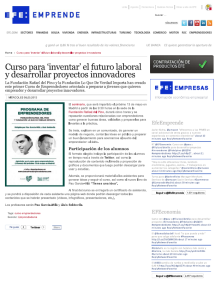 EFE Emprende 8/5/2013 - Curso para 'inventar' el futuro laboral y desarrollar proyectos innovadores
